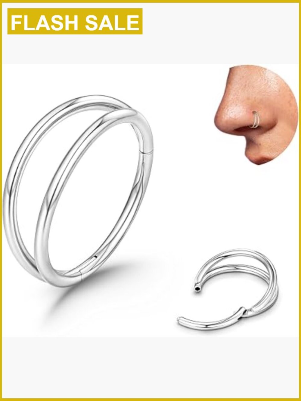 Hypoallergenic Double Hoop Nose Ring 20G 18G 6mm-9mm Piercing Jewelry